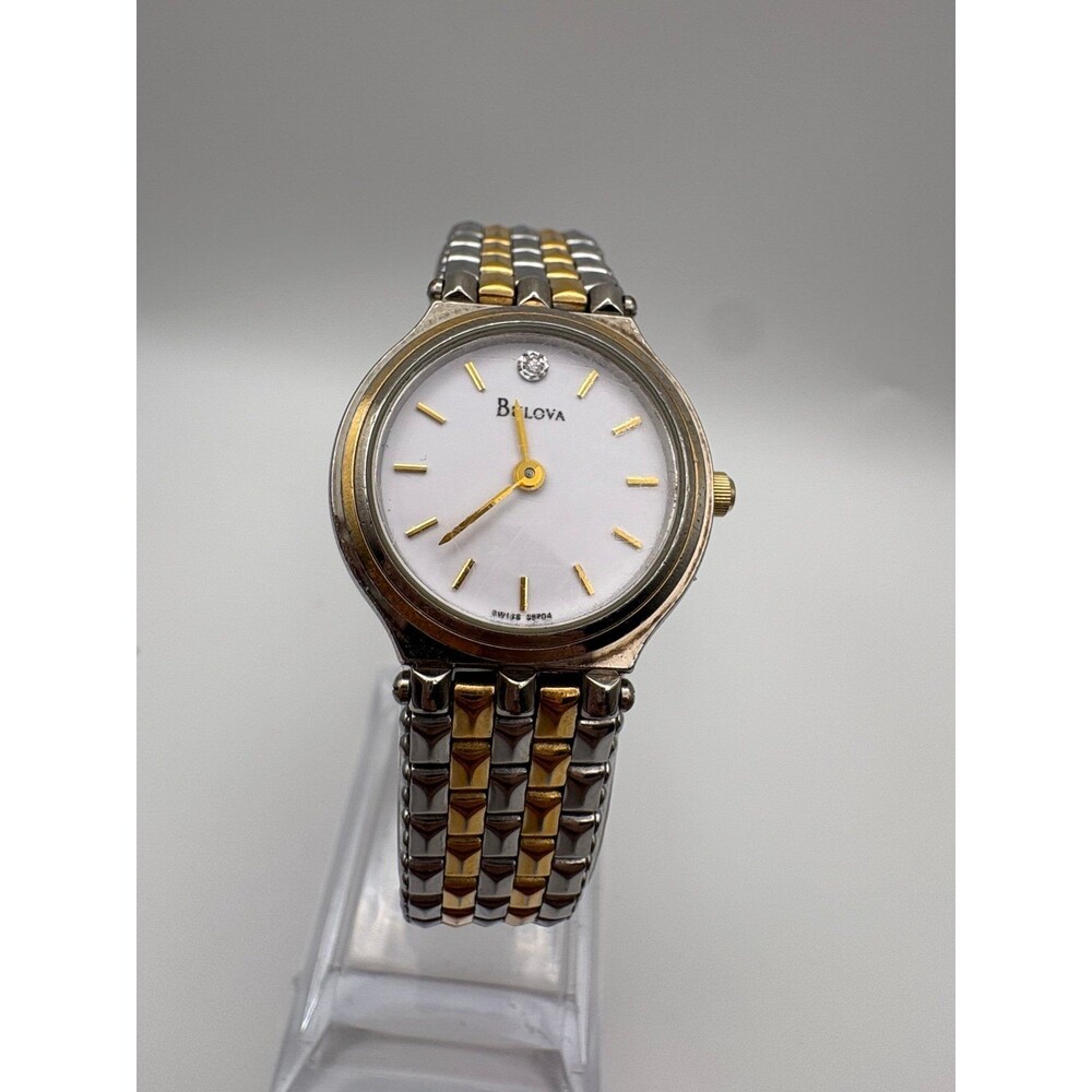 Vintage Bulova 98P04 Two-Tone Diamond Dial Ladies Watch - New Battery Fitted - Picture 11 of 11